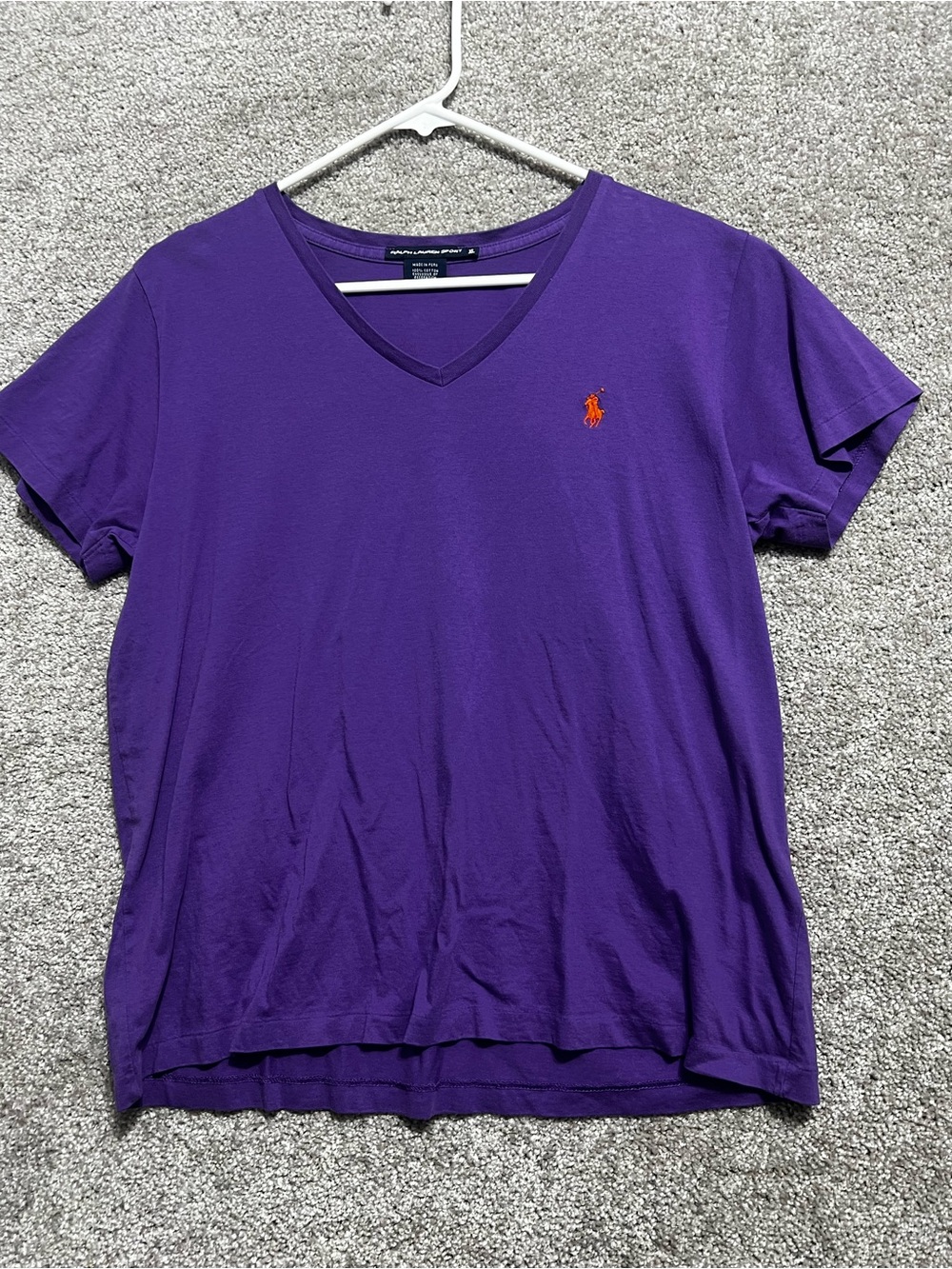 Ralph Lauren Sport Woman’s Purple V Neck Short Sleeve Tee Shirt Size XL